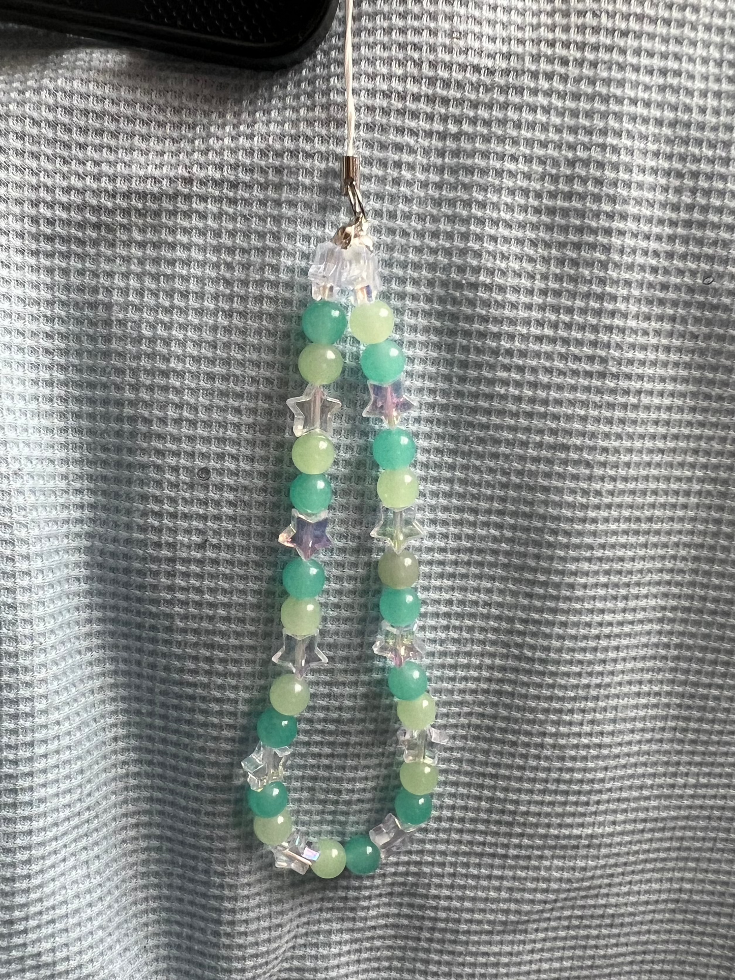 Multi green star phone charm