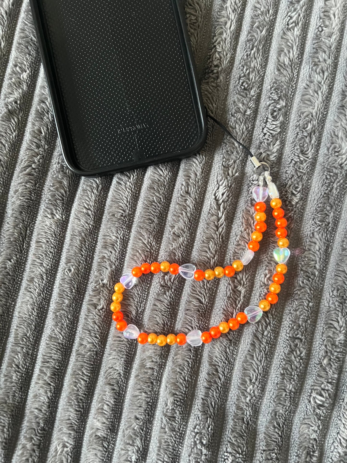 Orange heart phone charm