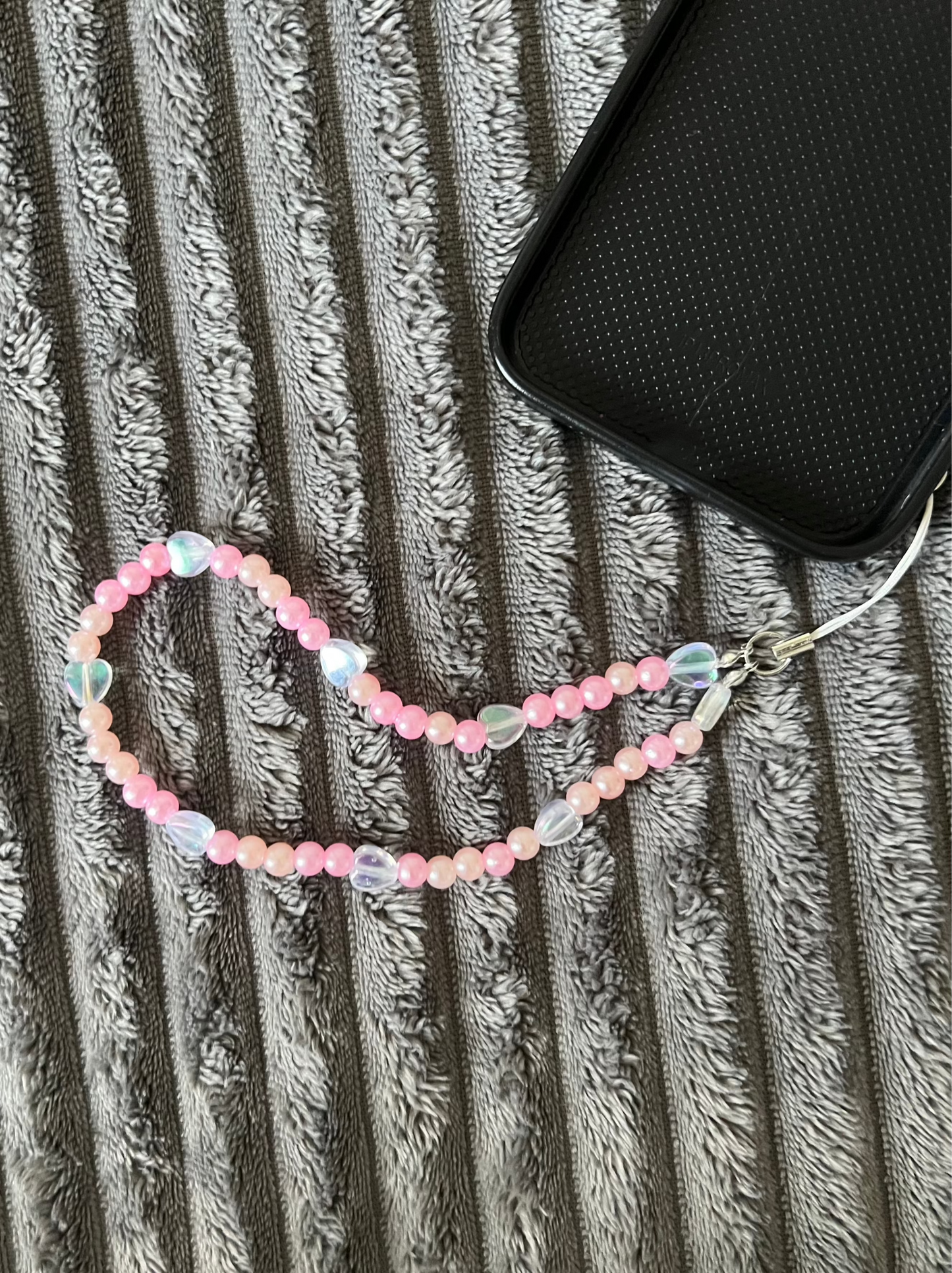 Pastel pink heart phone charm