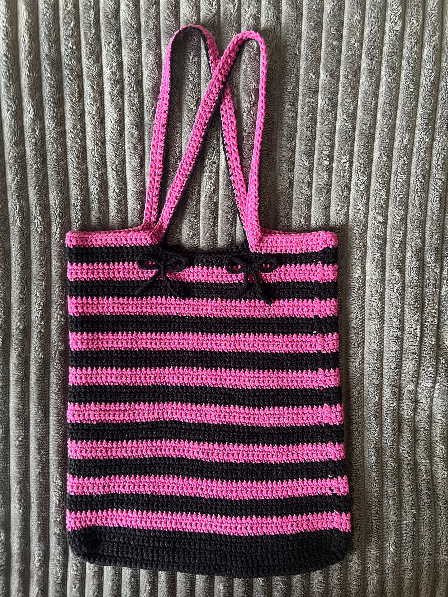 Pink | Black bow tote bag