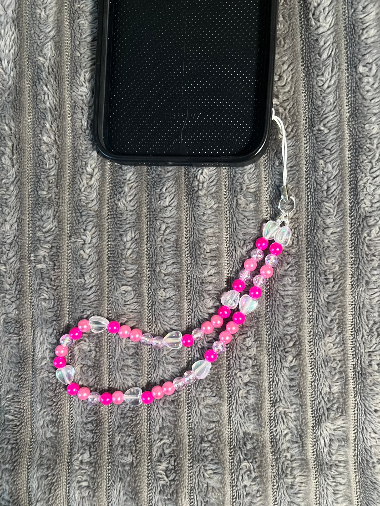 Pink heart phone charm