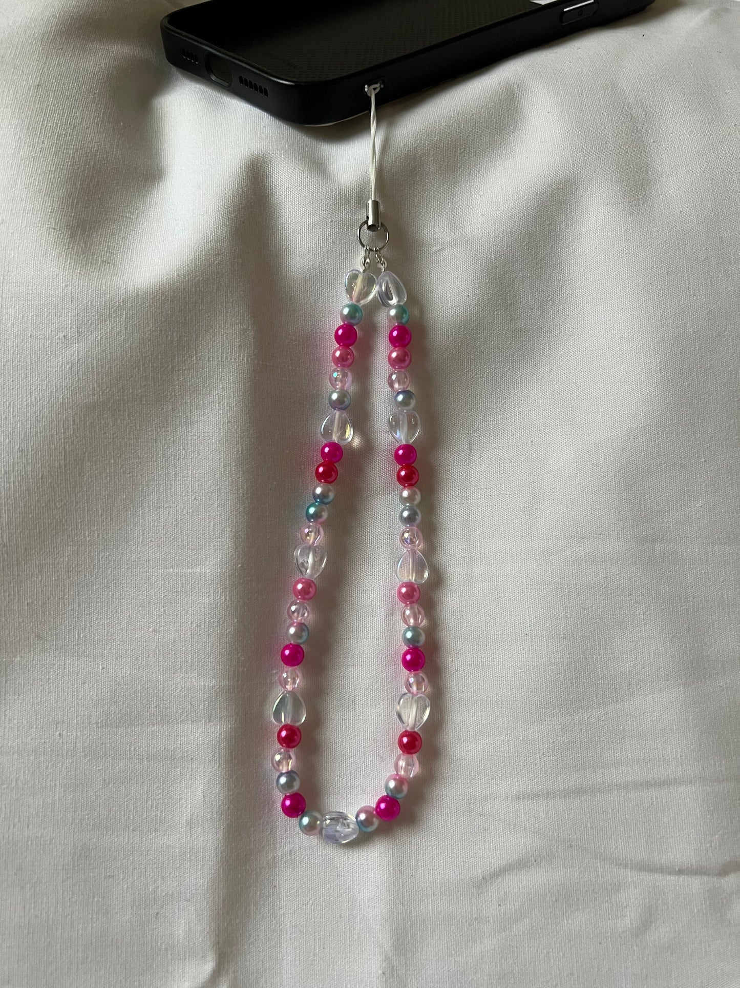 Multi pink heart phone charm