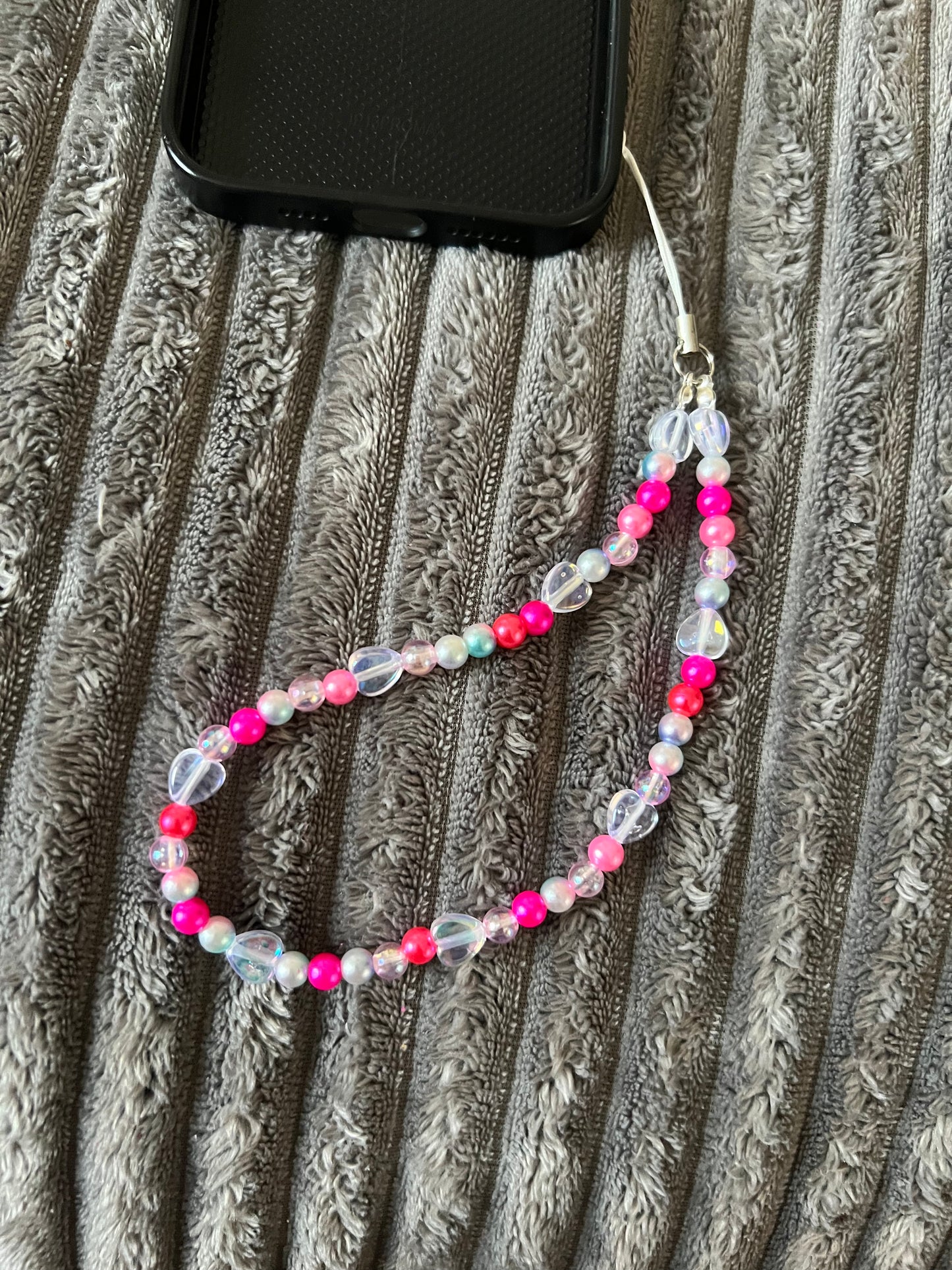 Multi pink heart phone charm