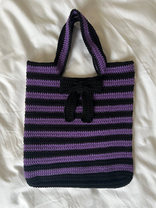 Black | Purple bow tote bag