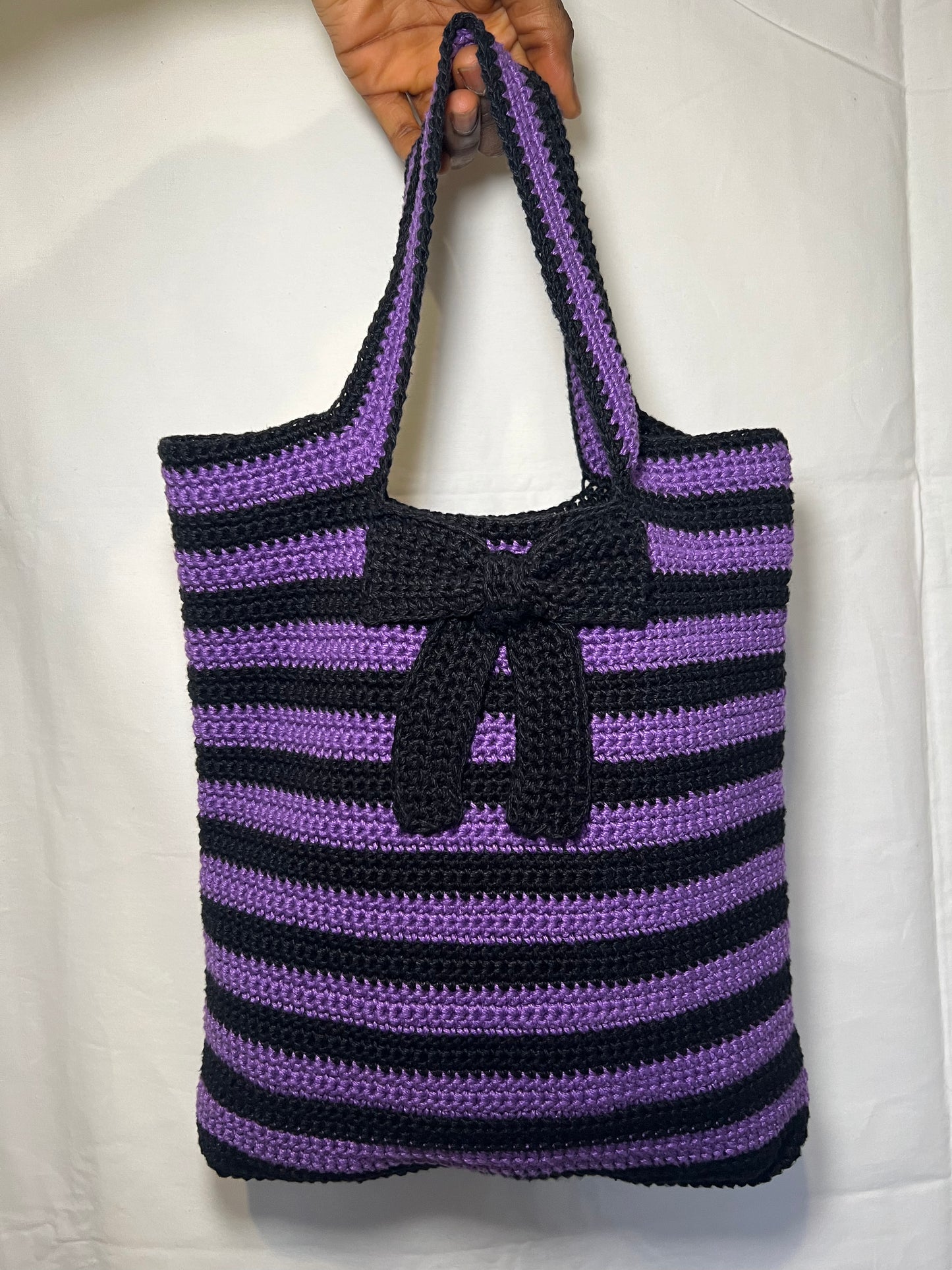 Black | Purple bow tote bag