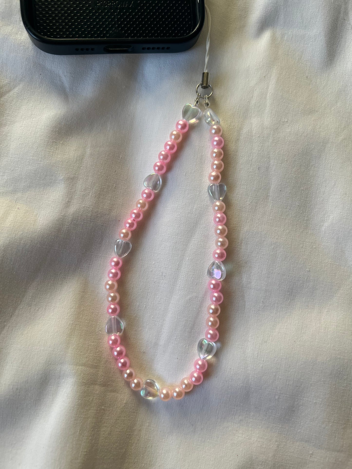 Pastel pink heart phone charm