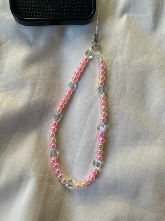 Pastel pink heart phone charm