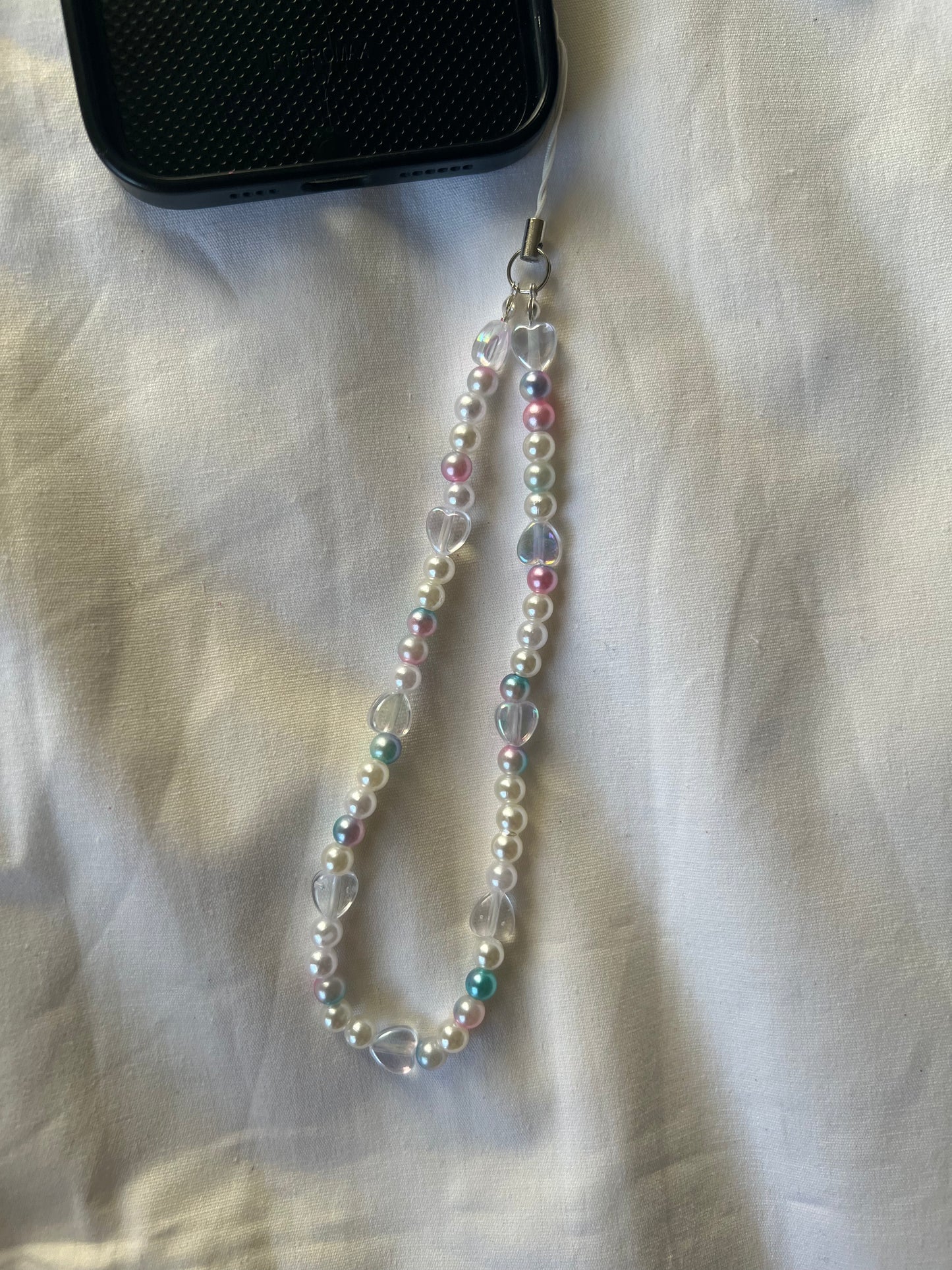 Pearl heart phone charm