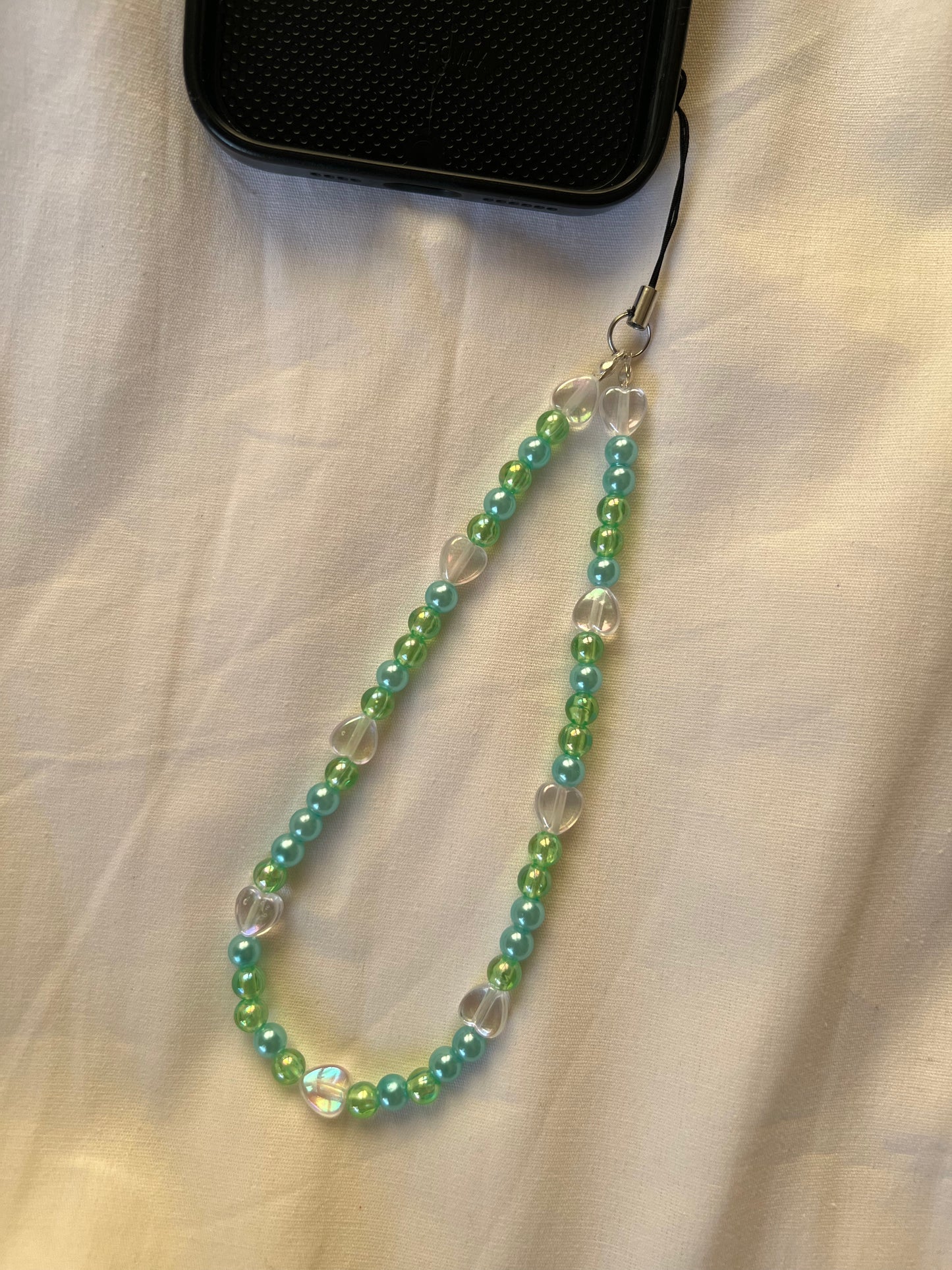 Teal green heart phone charm